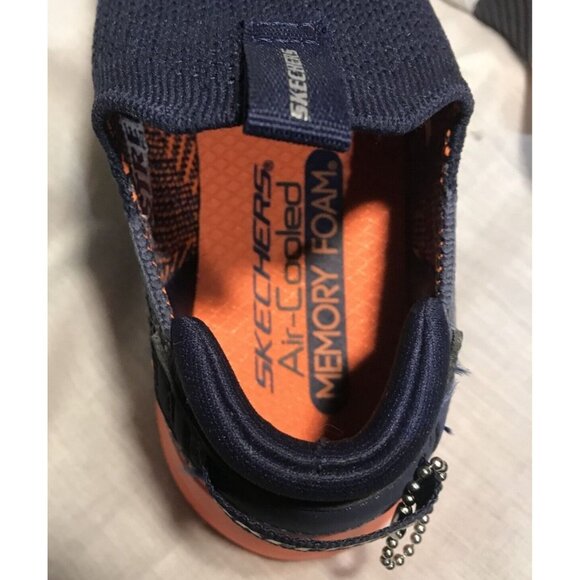 Skechers Boys Girls Slip-On Athletic Shoes Navy & Orange Knit Size 1 - Picture 8 of 9
